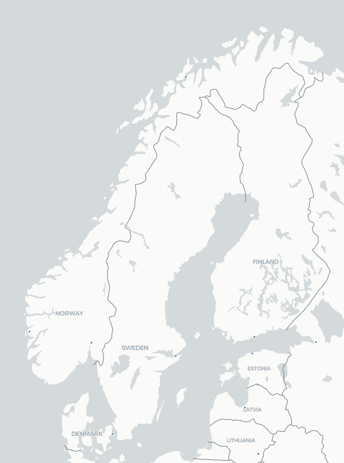 Fixed map over Scandinavia and Finland